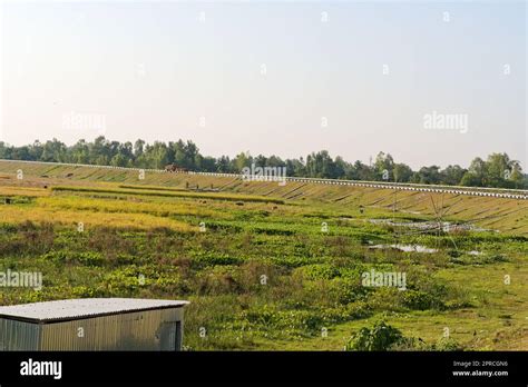 Marsh Land Spread Across Vastly Beside National Highway In India Stock