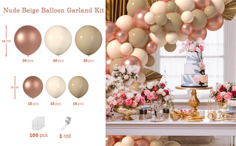 Amazon Nude Beige Balloon Garland Double Stuffed Blush Rose Gold Metallic Balloons Latex