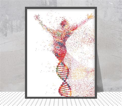 Human Dna Print Dna Man Poster Dna Shaped Man Poster Abstract Science