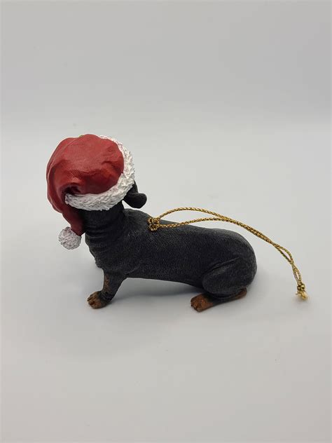 Vintage Danbury Mint Dachshund Wearing Santa Hat Christmas Etsy