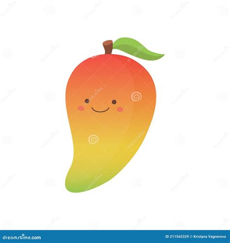 Mango Cute Fruit Vector Illustration Drawing Icon Stock Vector