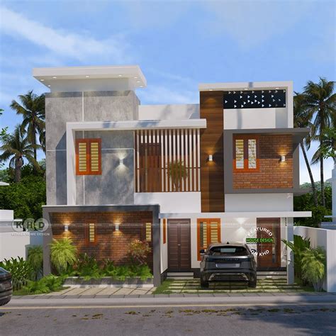 Modern House In Vyttila Exterior Elevation Front Elevation Designs