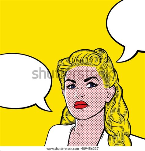 Vector Illustration Of A Blonde Woman In A Retro Style Comic