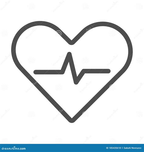 Heartbeat Line Icon Cardiology Concept Cardiogram Sign On White