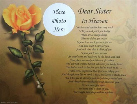 Dear Sister In Heaven Memorial Poem T For Loss Of Loved One In