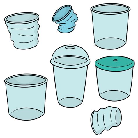 Vector Set Di Bicchiere Di Plastica Vettore Premium