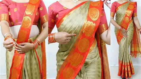 Easy Cotton Silk Saree Draping For Diwali Step By Step For Beginners