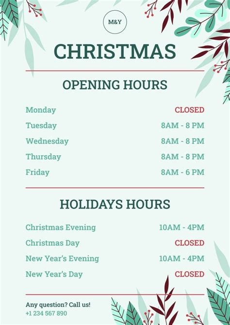 Free Hand-drawn Winter Holidays Hours Sign template