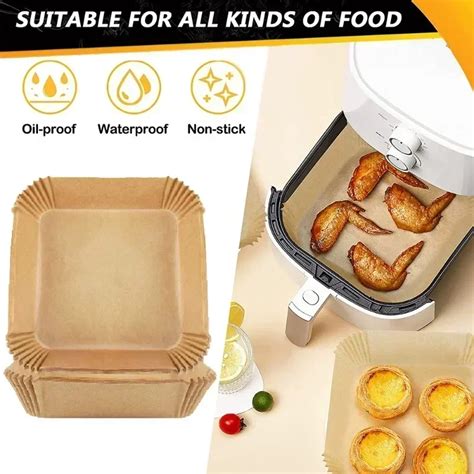 Air Fryer 50 100pcs Bakeware Disposable Paper Tray Non Stick Mat Baked Silicone Paper Square