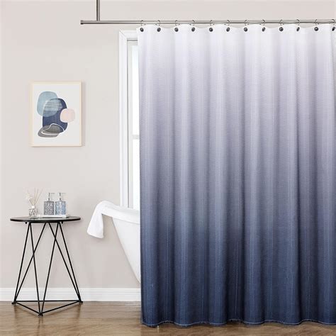 White To Navy Ombre Shower Curtain Water Resistant Decorative Gradient