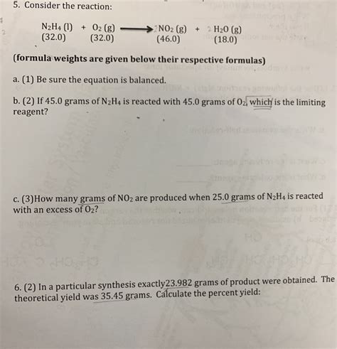 Solved 5 Consider The Reaction N2H4 1 32 0 02 G Chegg