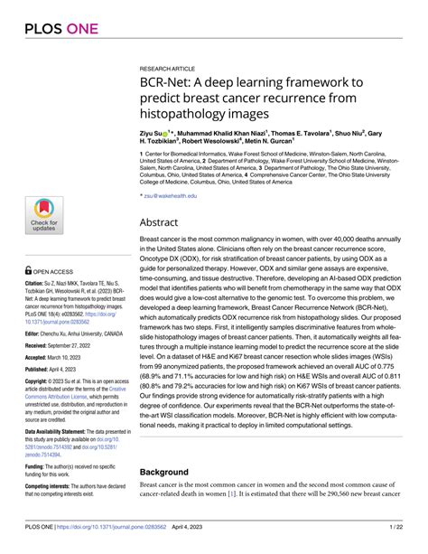 Pdf Bcr Net A Deep Learning Framework To Predict Breast Cancer Recurrence From Histopathology