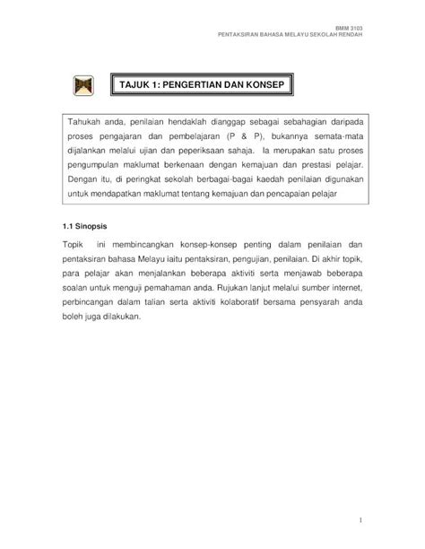 Pdf Modul Bmm Pentaksiran Bahasa Melayu Sek Rendah Dokumen Tips