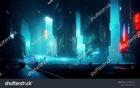 Futuristic Cyberpunk City Concept Sci Fi Stock Illustration 2201907141 ...