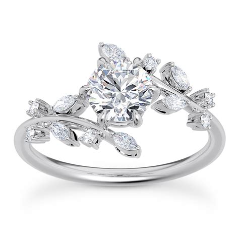 Floral Diamond Engagement Ring Nature Inspired Mount