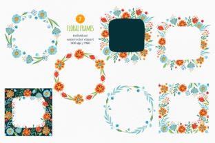 Bright Watercolor Floral Png Frames Graphic By Vikky Art Store