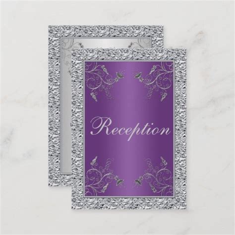 Purple And Faux Silver Foil Floral Enclosure Card Zazzle