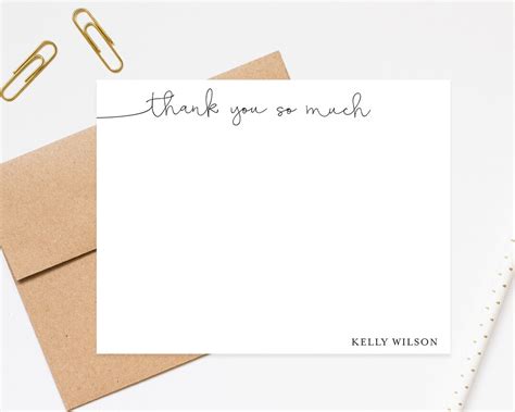 Thank You Notecards, Flat Personalized Note Cards, Custom Stationery, Personalized Stationary ...