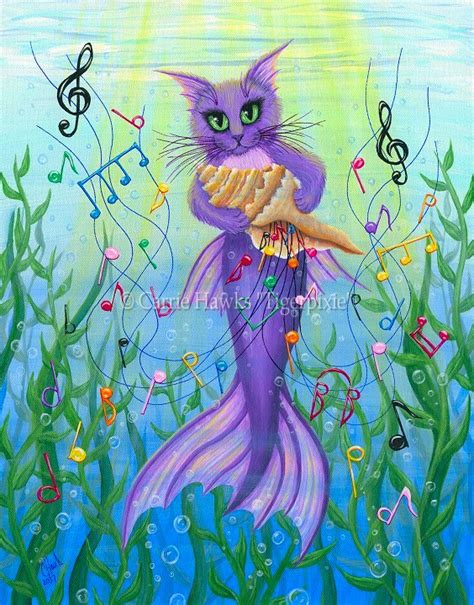 Magnet Musical Mercat Mermaid Cat Rainbow Music Notes Tigerpixie