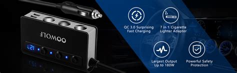 OOWOLF Quick Charge 3 0 Cigarette Lighter Adapter 180W 12V 24V 3 Socket