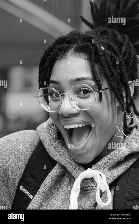 Beautiful African American Woman Face Close Up Teeth Smile Happy