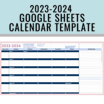 Google Sheets Calendar Template By Tp Teachers Pet Tpt