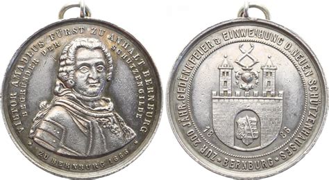 Anhalt Bernburg Stadt Schützenmedaille 1 1886 Marken Zeichen und