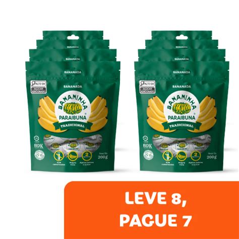 Kit 7 Pacotes Bananinha Tradicional 1 Grátis Bananinha Paraibuna