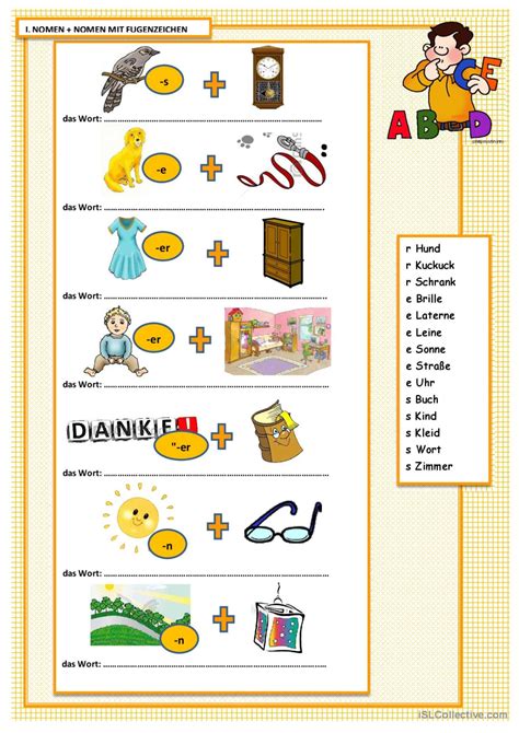 Komposita Allgemeine Deutsch Daf Arbeitsbl Tter Pdf Doc