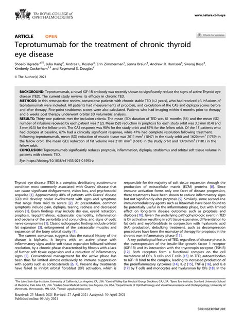 PDF Teprotumumab For The Treatment Of Chronic Thyroid Eye Disease