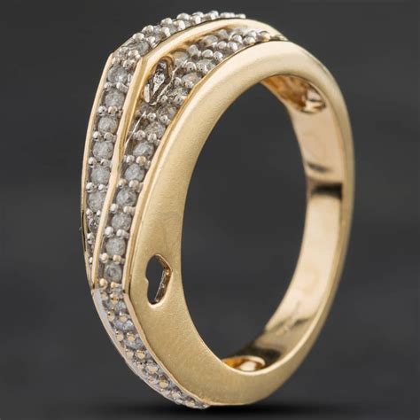 Second Hand Ct Gold Diamond Double Half Eternity Ring Thbaker Co Uk