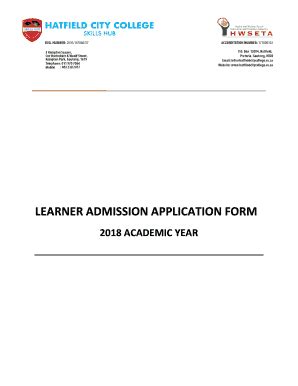 Fillable Online Learner Admission Application Form Hatfield City