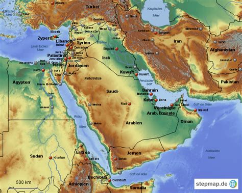 StepMap Naher Osten Co Landkarte für Asien