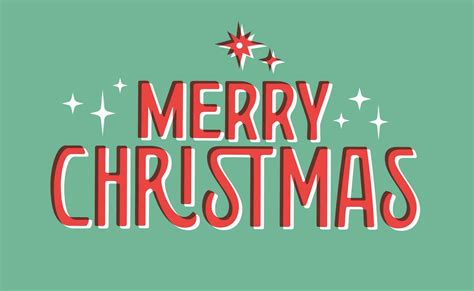 Merry Christmas Lettering Typography Vector Illustration Vintage