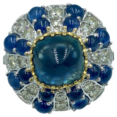 Ct No Heat Sugarloaf Sapphire And Omc Diamond Art Deco Ring In K