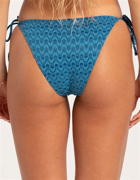 DAMSEL Texture Tie Side Bikini Bottoms BLUE Tillys