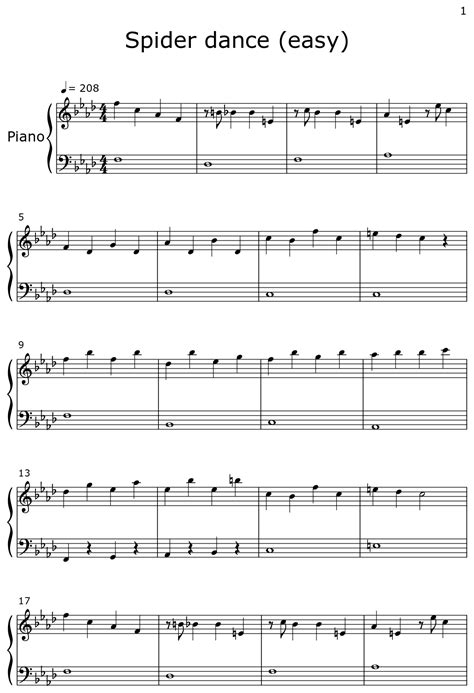 Spider Dance Easy Sheet Music For Piano