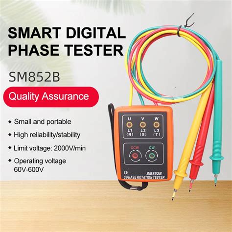 3 Phase Rotation Tester Digital Phase Indicator Detector Led Buzzer Phase Sequence Meter Voltage