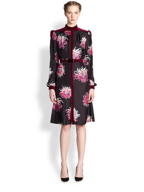 Carolina Herrera Silk Velvet Dahlia Dress In Black Lyst