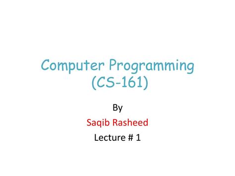 Computer Programming Cs 161 Ppt Download