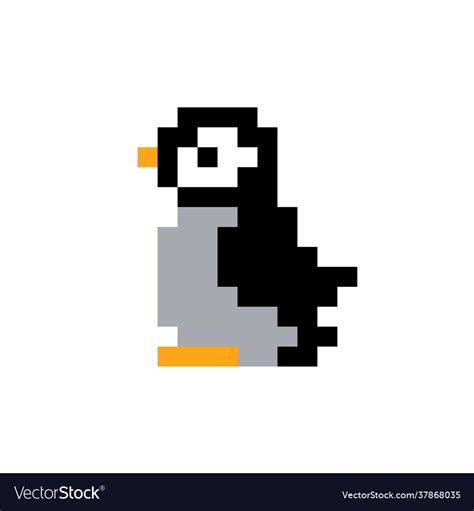 8 bit pixel penguin Royalty Free Vector Image - VectorStock