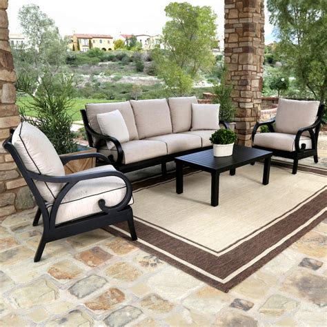 Monterey 4 Piece Aluminum Patio Conversation Set W Sunbrella Frequency