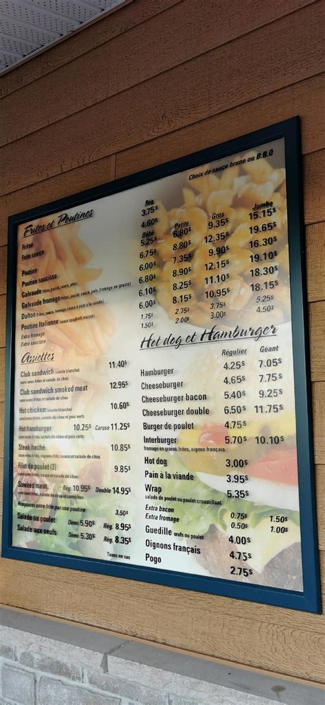 Menu Au Casse Cro Te Marcotte Fast Food Sainte Catherine De La Jacques