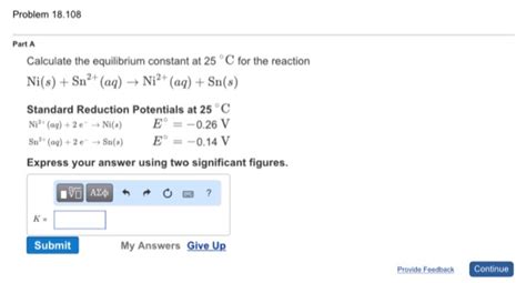 Solved Calculate The Equilibrium Constant At 25 Degree C For Chegg