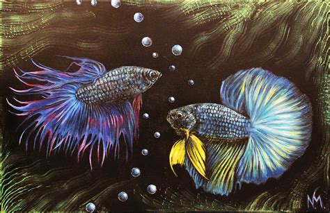 betta fish painting Original betta fish oil painting betta fish art Painting Art & Collectibles ...