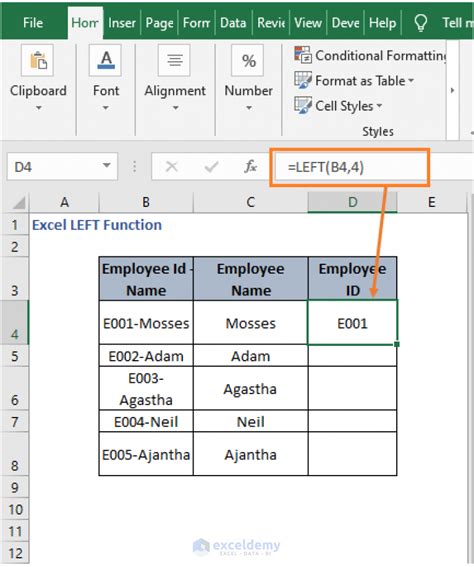 How To Use Left Function In Excel 4 Examples Exceldemy