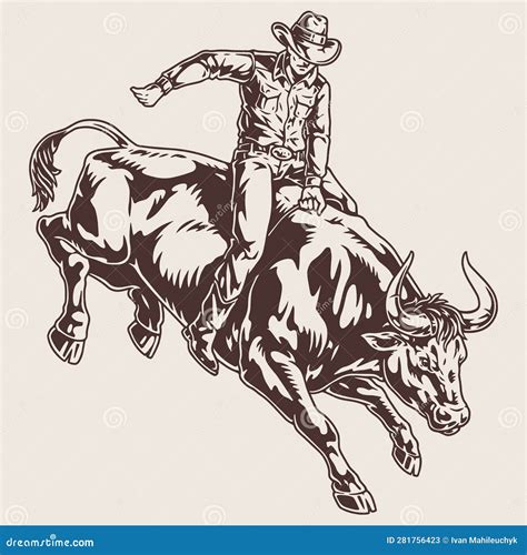 Elemento De Cosecha De Rodeo De Toro Monocromo Ilustraci N Del Vector