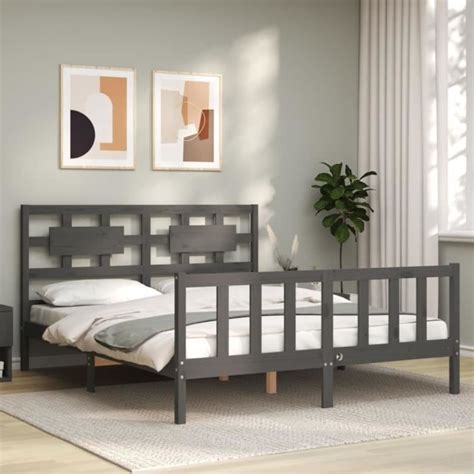 Lit Supersleep T Te De Lit Inclus Cadre De Lit Gris King Size Bois