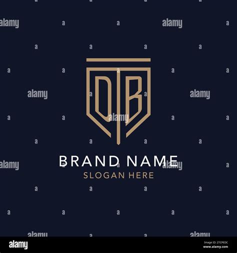 Db Initial Logo Monogram With Simple Luxury Shield Icon Design