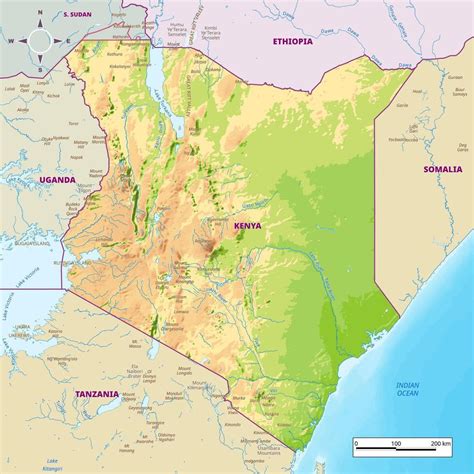 Detailed Physical Map Of Kenya 49232491 Vector Art At Vecteezy